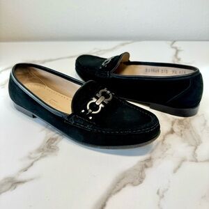 Salvatore Ferragamo Sport Authentic Black Suede Leather Women’s Slip-On Loafers